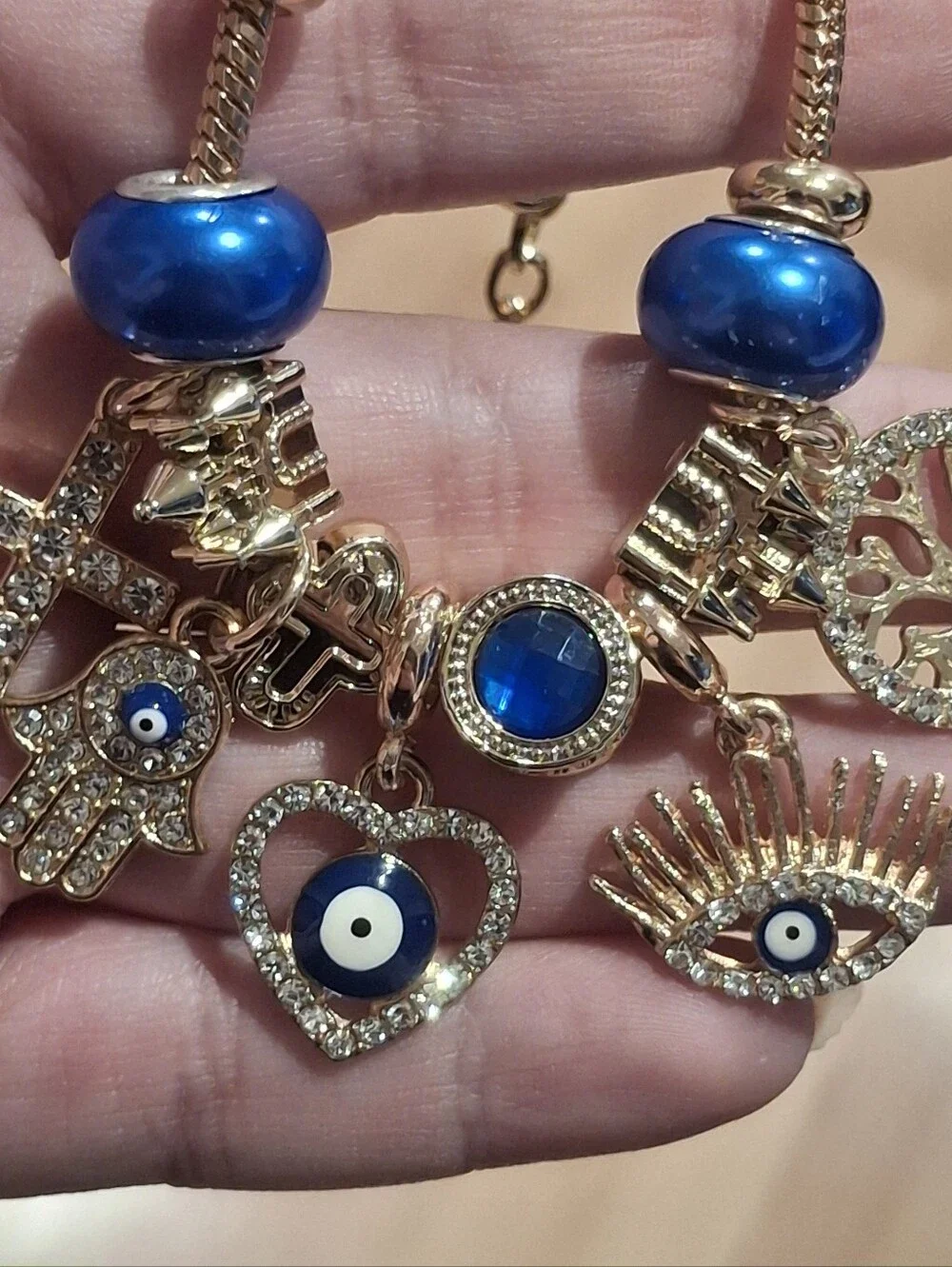 Evil Eye Gold Plated Charm Bracelet